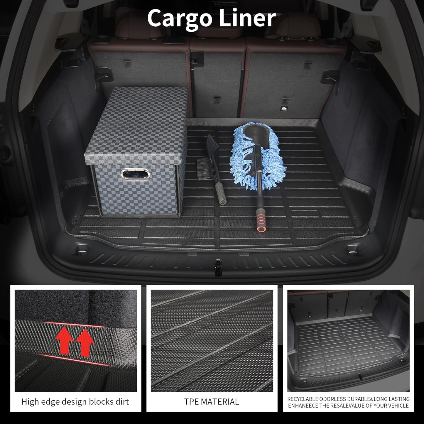 Wayhigh-All Weather Floor Mats & Cargo Liner Set for 2018-2024 GMC Terrain/Chevy Equinox(Not for Equinox EV),Custom Fit TPE Heavy Duty Car Mats Equinox Accessories