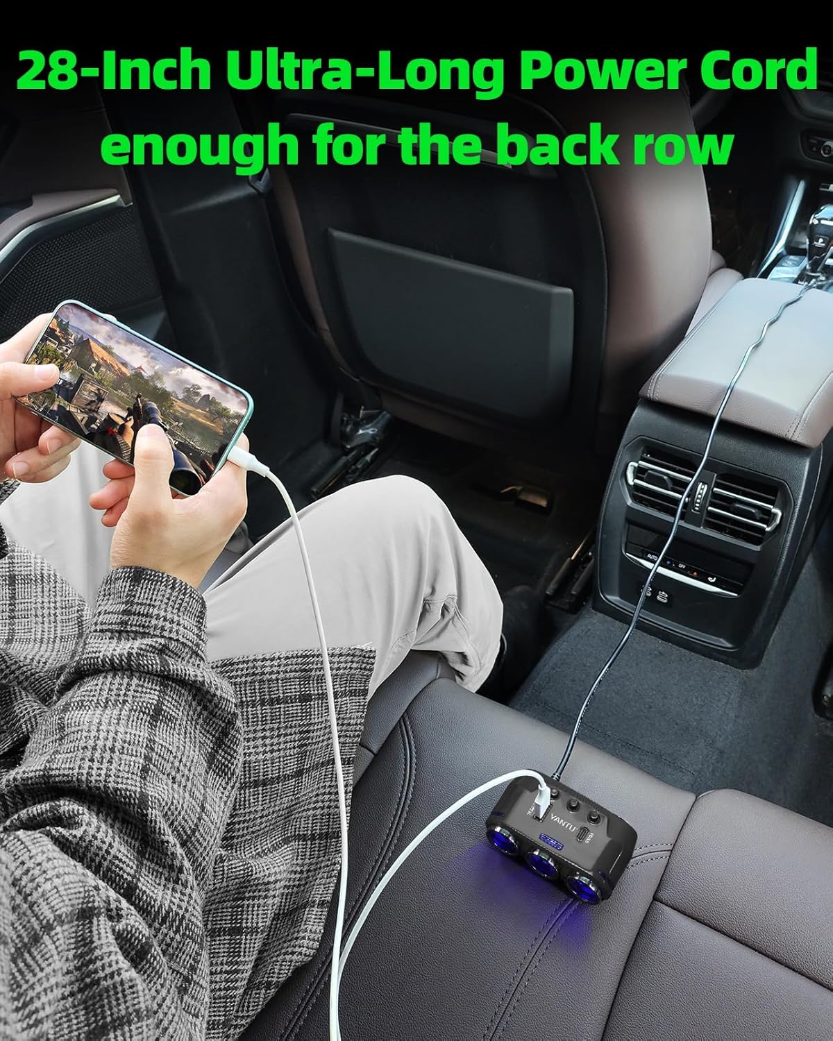 YANTU QC3.0&PD 40W Cigarette Lighter Adapter, 3-Socket 140W Car Cigarette Lighter Splitter with 12v Usb Outlet,Car Charger Adapter with Double/Dual/Usb C Charger Multi Port/Plug Outlet for Car Devices