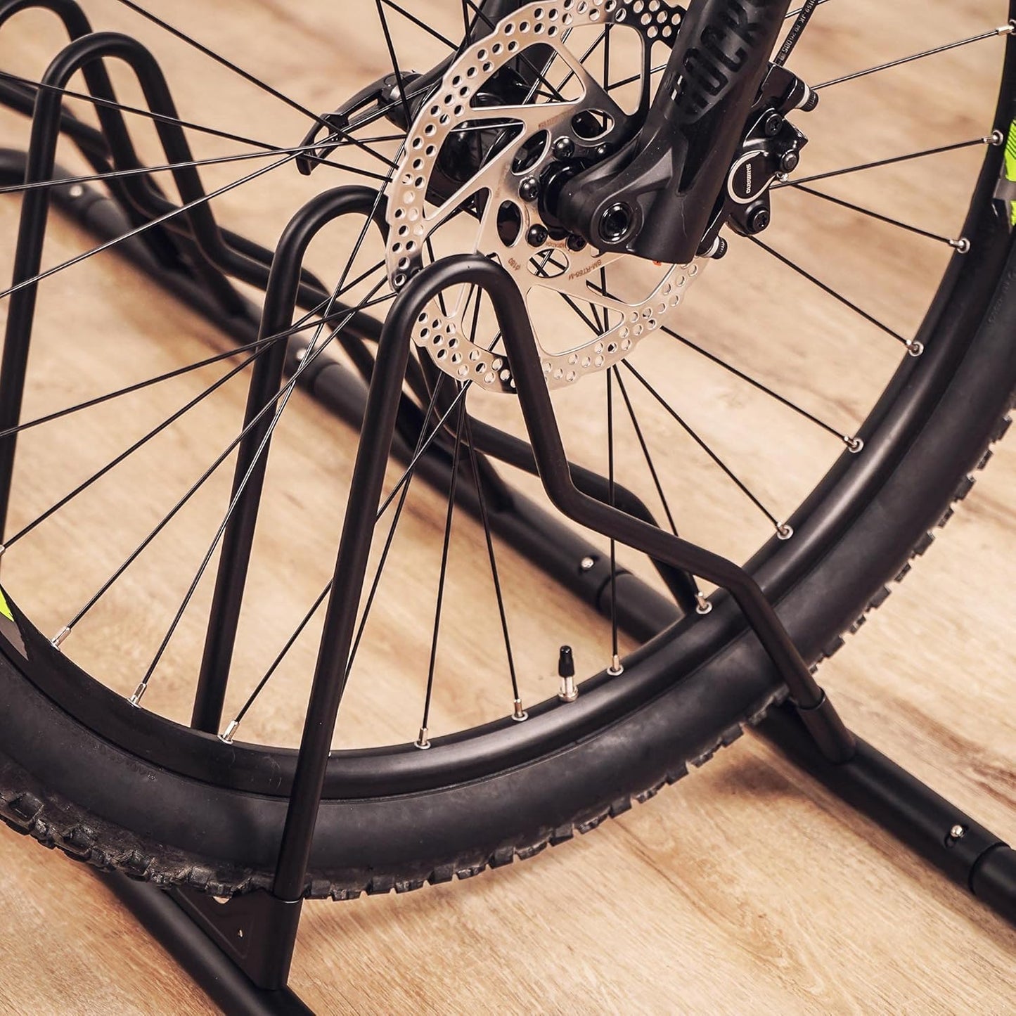 CyclingDeal Bike Rack Floor Parking Bike Stand for up to 6 Bicycles | Indoor, Home & Garage Storage Rack | Stable & Secure Bicycle Stand w/Tire Grooves Up to 29", Holding Plates & Custom Spacing