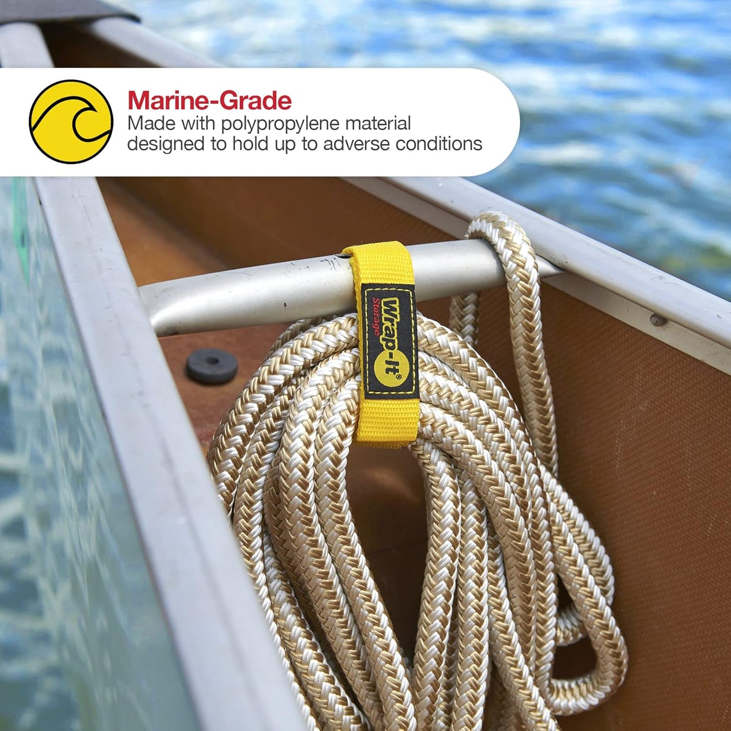 Quick-Straps by Wrap-It Storage - 12" (12 Pack) Yellow - Extension Cord Holder for RV and Boat Organizing