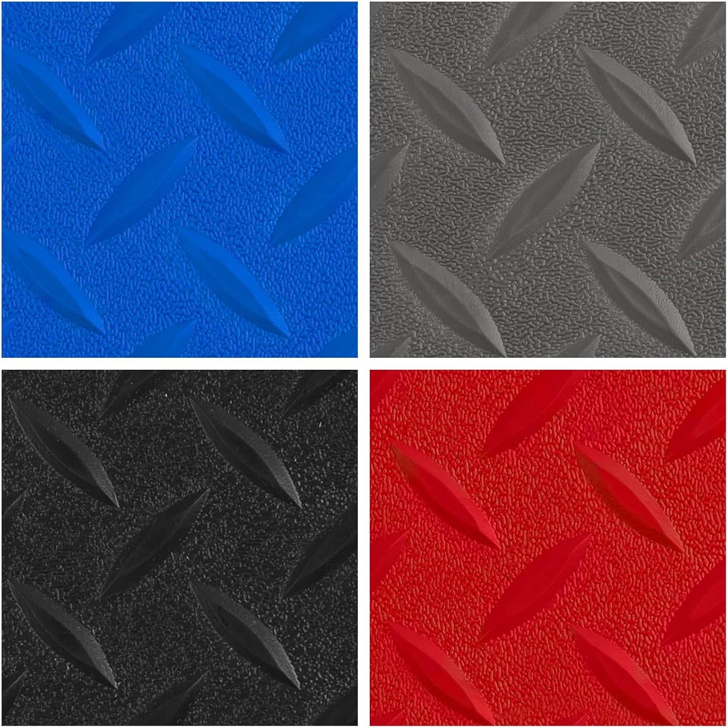 Boshen 5Ft x 7.5Ft Garage Floor Mat 2.5mm Thickened Rubber Flooring Roll 37.5sqft Diamond Plate PVC Rubber Trailer Mat Non-Slip Floor Protector Mat for Garage Warehouse Basement Trailer - Grey