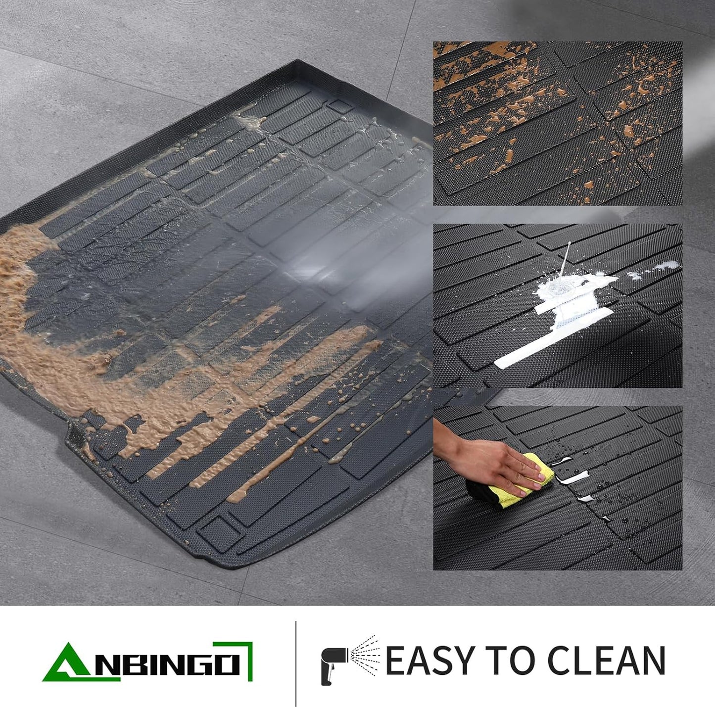 ANBINGO®-Floor Mats & Cargo Liner for Toyota Camry 2007-2011 (Fit for CE/LE/SE/XLE) Gas Only All Weather Protection TPE Heavy Duty Non-Slip Automotive Camry Floor Liners Accessories, Black