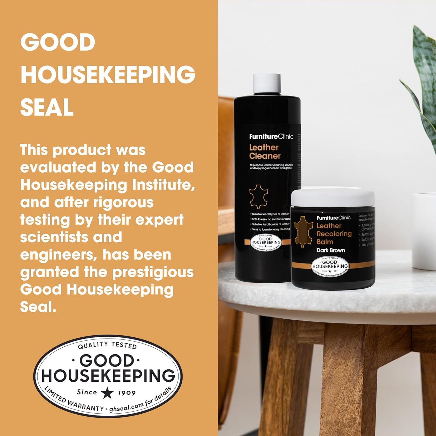 Furniture Clinic Leather Easy Restoration Kit | with Leather Recoloring Balm, Cleaner, Sponge, and Cloth | Leather Repair Kit for Scratched and Faded Furniture (Black)