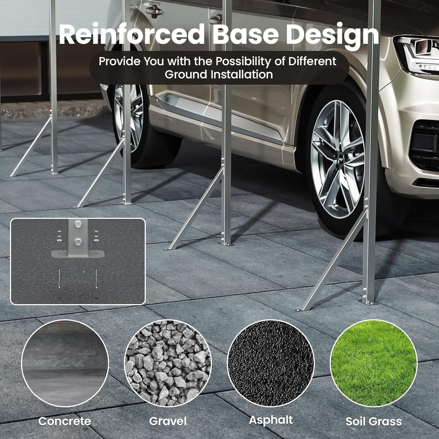 Heavy Duty Metal Carport – Sturdy Structure, All-Weather Protection, Easy Assembly for Cars, Trucks, Boats, Tractors, and Outdoor Storage (Gray, 12X20 FT)