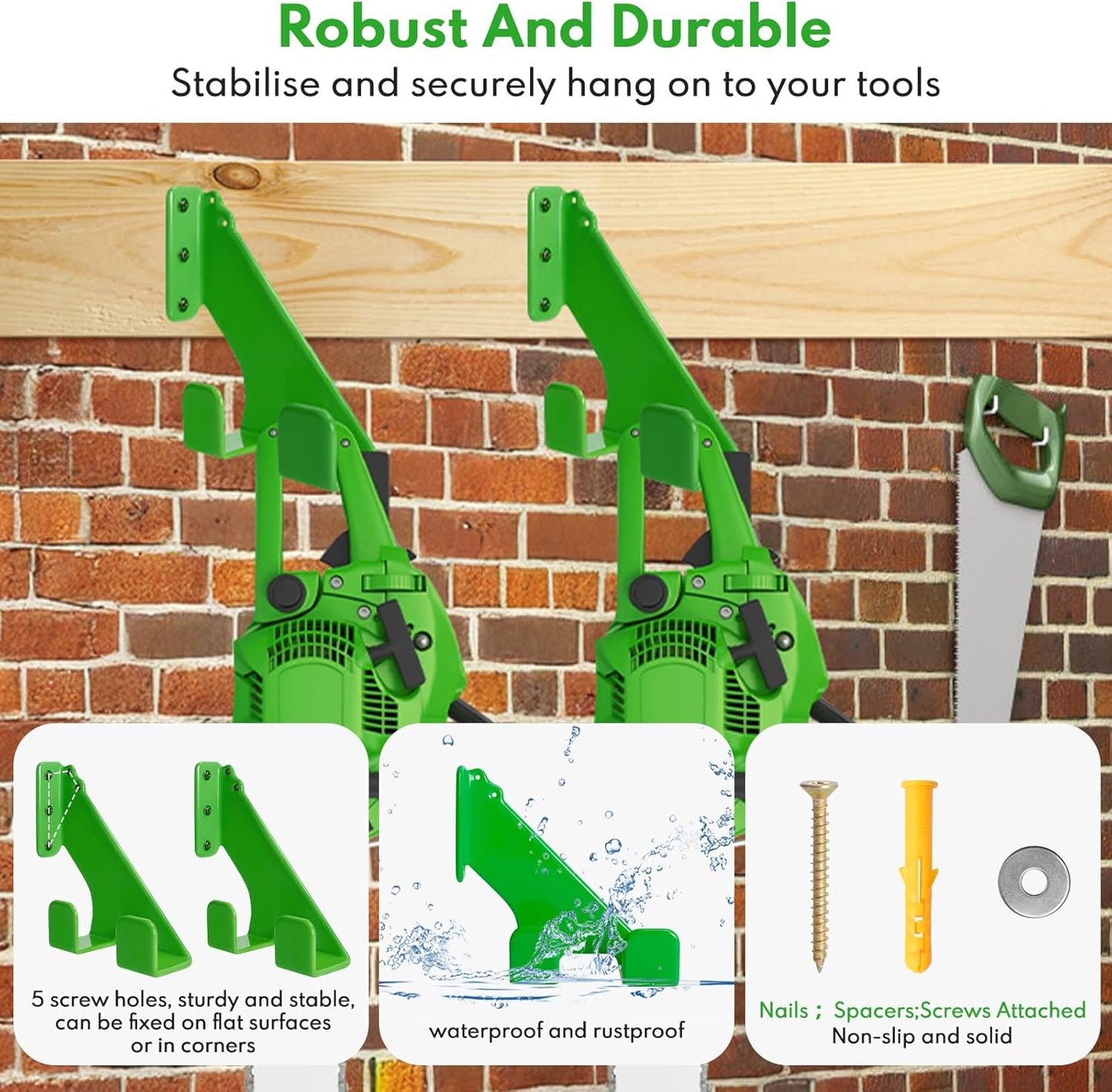 Chainsaw Hanger,1pcs Ideal for Adult Garage Tool Organizer. This Chainsaw Accessory Rust Proof Alloy Steel Construction with Powder Coating, Perfect Wall Mount Solution for Your Chainsaw.(green)