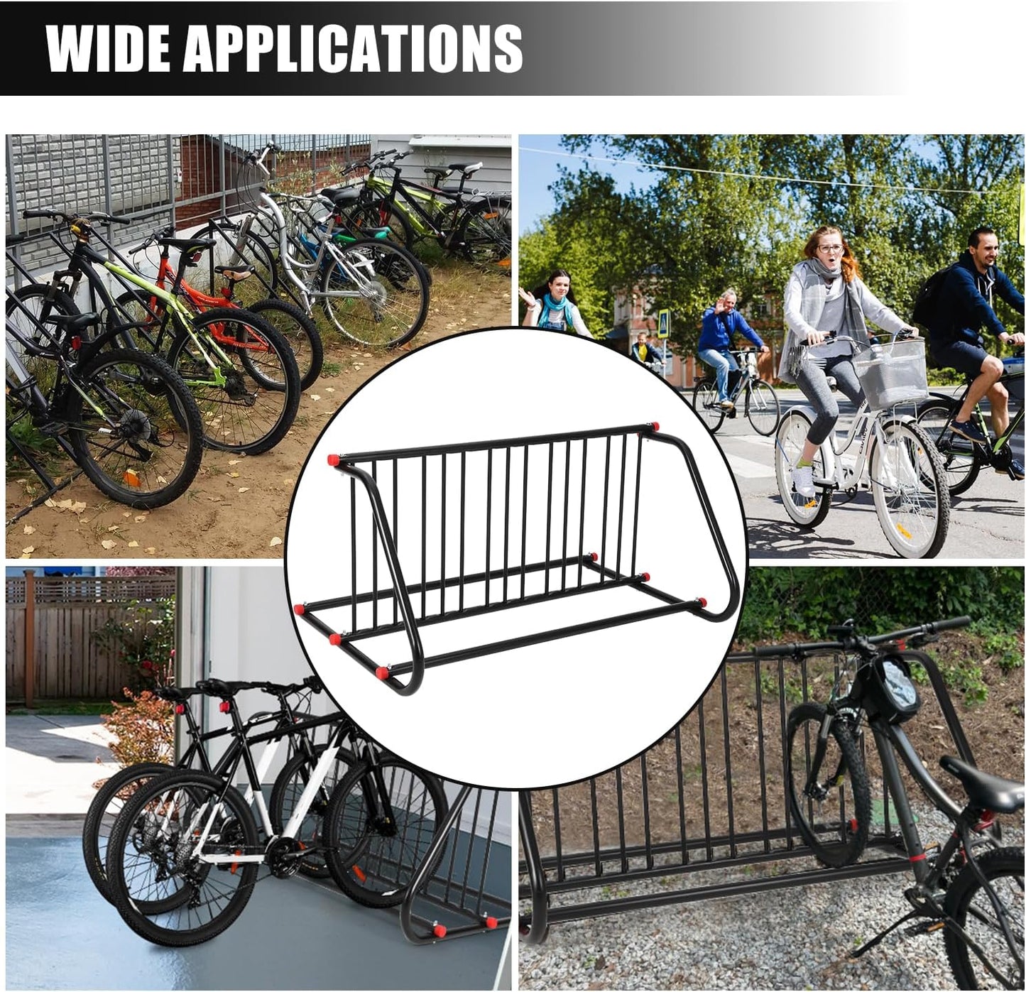 Commercial Grid Bike Rack for 10 Bikes - Heavy Duty Metal Bike Stand Floor, Outdoor Bicycle Parking Rack for Garage, Retail, School, Backyard, Bike Shop (Double Side)