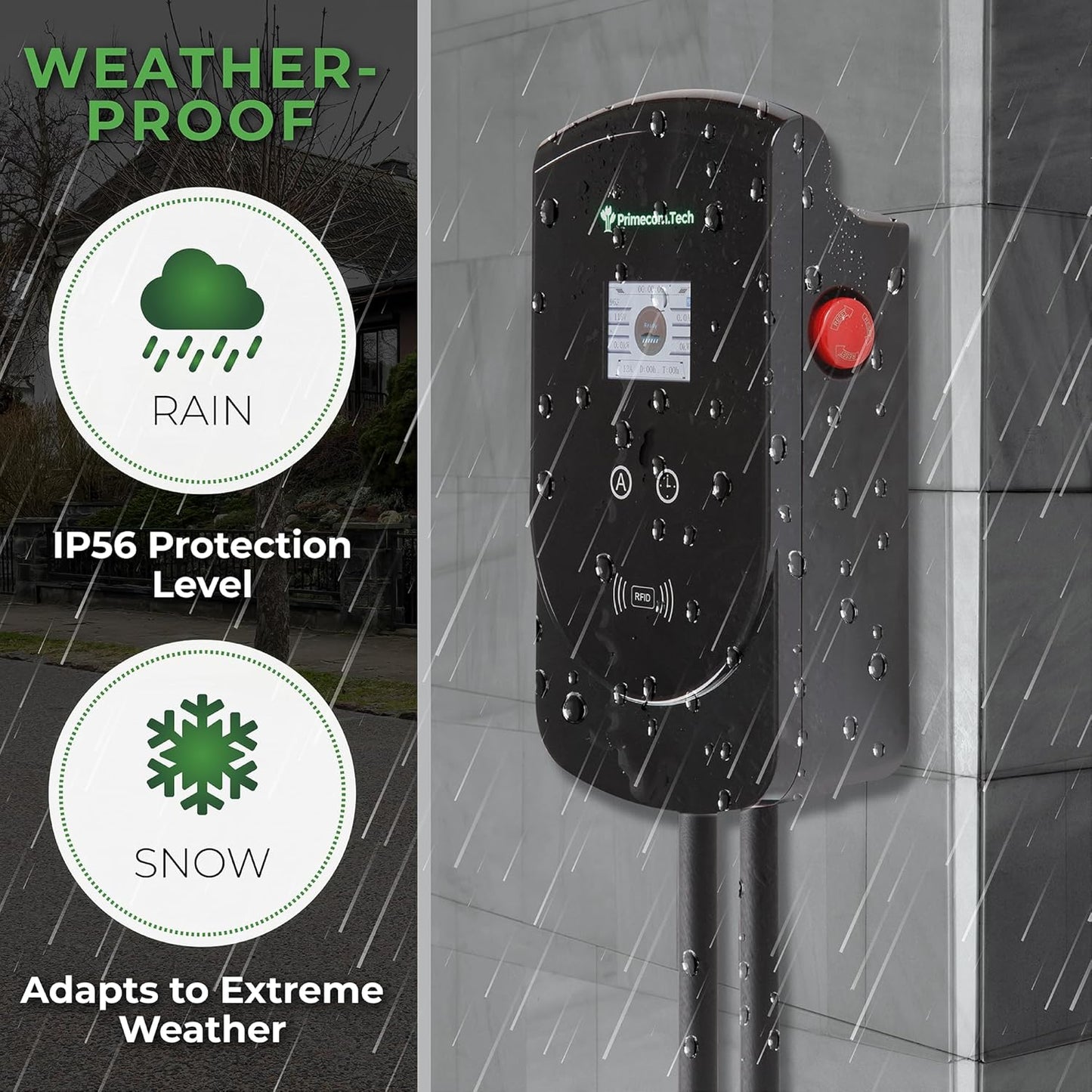 PRIMECOM 80 Amp 22KW 220Volt Level-2 18ft to 50ft Cord Lengths 20X Fast Smart Electric Vehicle EV Charging Station Ford Transit F-150 Lightning Lucid Air Polestar TeslaXS Taycan (40 Feet)