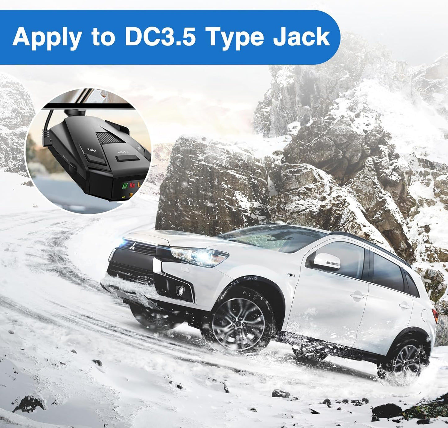 Radar Detector Power Cord Compatible with Cobr RAD 350 380 450 480i 700i XRS9370 XRS955 XRS5300 XRS7700 Radar Laser Detector, Radar Detector Power Cable with DC3.5 Interface 6.5ft