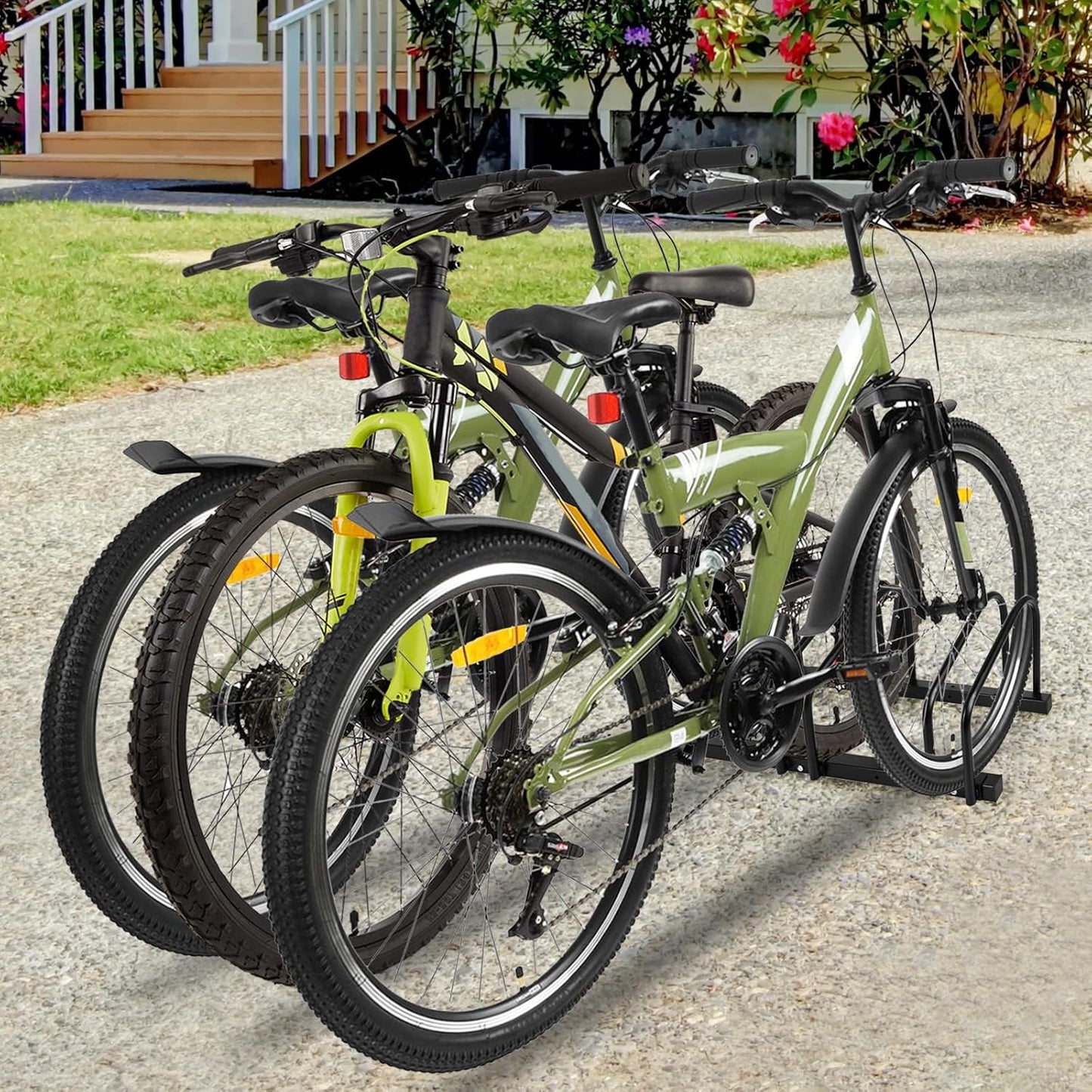 iCool Bike Stand for 3 Bikes, Parking Rack - Garage to Outdoor Use, Max. Tire Width 2.15"