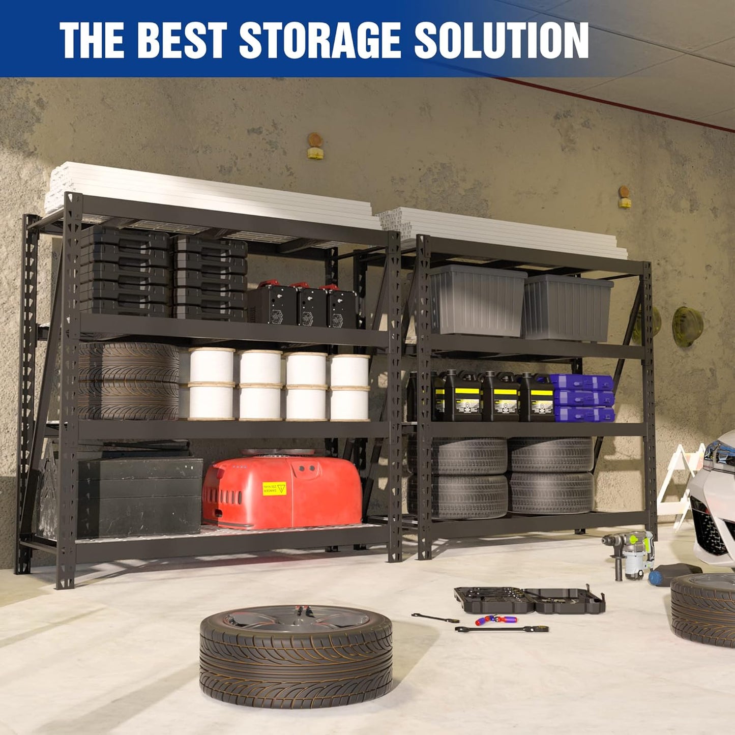 WORKPRO 68" Ultra Wide 4-Tier Metal Garage Shelving Unit, 68"W x 24"D x 65"H, 7200 LBS Capacity, Heavy Duty Storage Utility Rack, Industrial Adjustable Shelves for Shop Warehouse Basement, Pack of 10