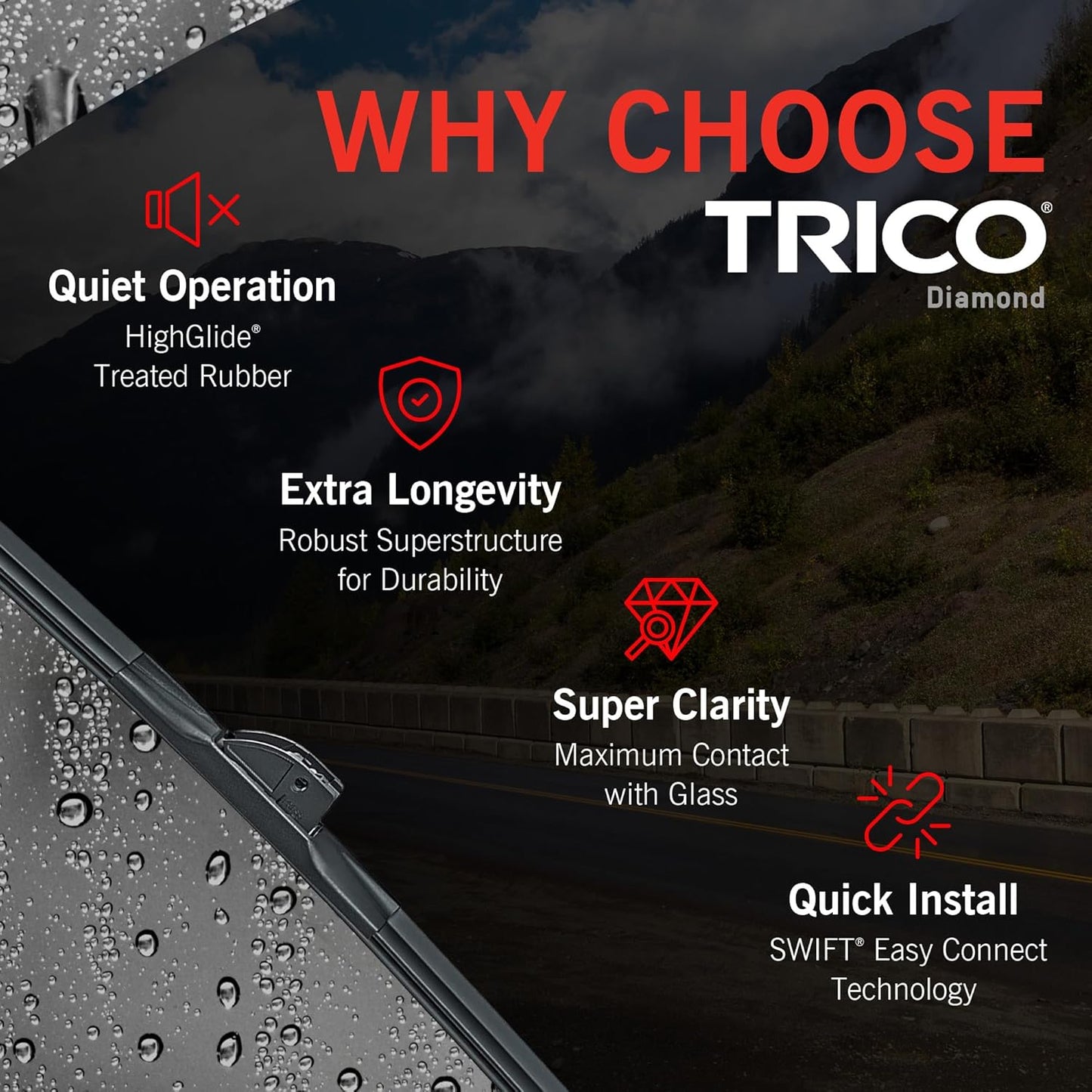 TRICO Diamond™ (25-2420) 24 Inch & 20 inch pack of 2 High Performance Automotive Replacement Windshield Wiper Blades For My Car Super Premium All Weather Beam Blade for Select Vehicle Models