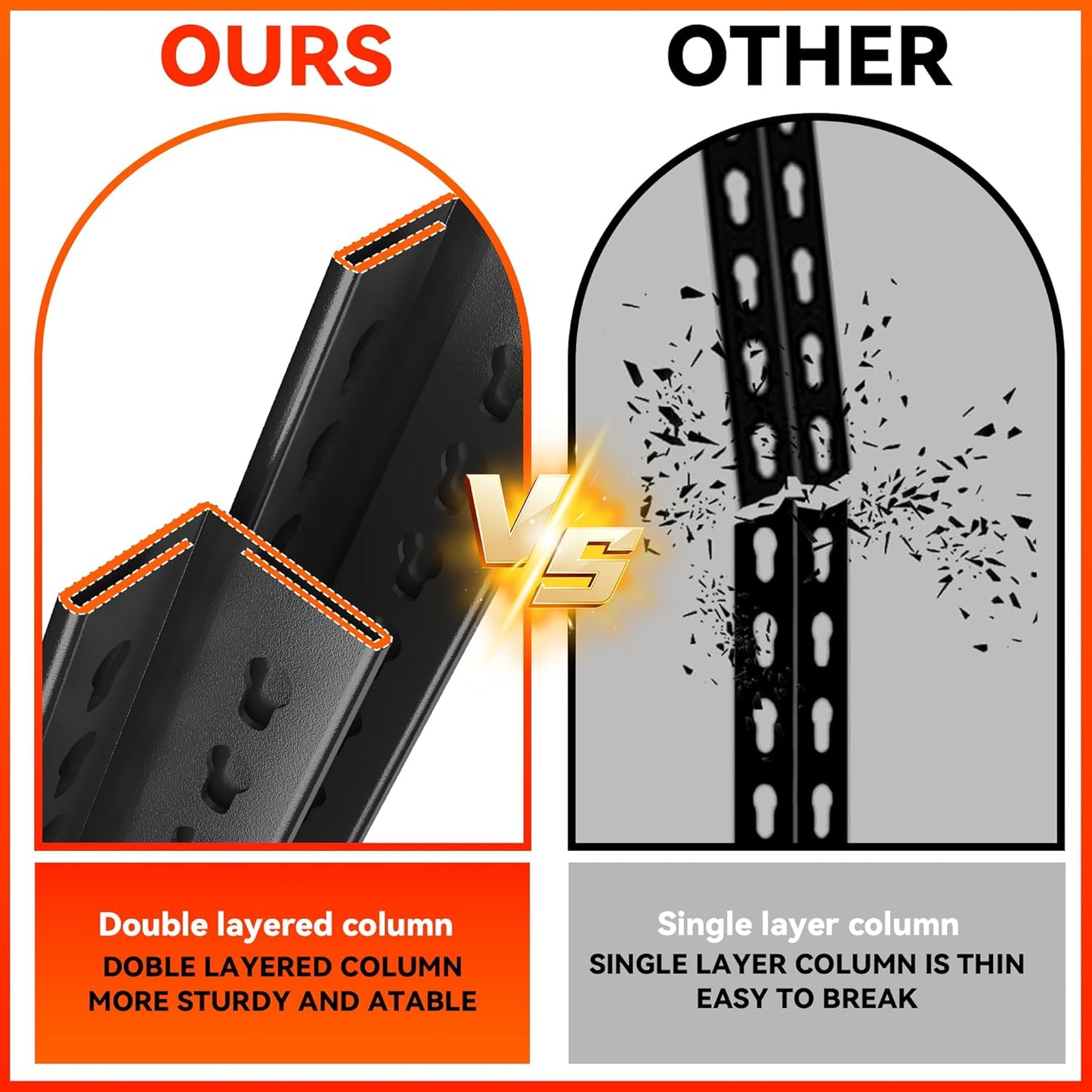 59" H Garage Shelving 2400LBS Capacity Heavy Duty Storage Shelves, Adjustable 4 Tier Metal Industrial Shelf for Kitchen, Utility Room, Warehouse and Basement,14" Dx32 Wx59 H, Black