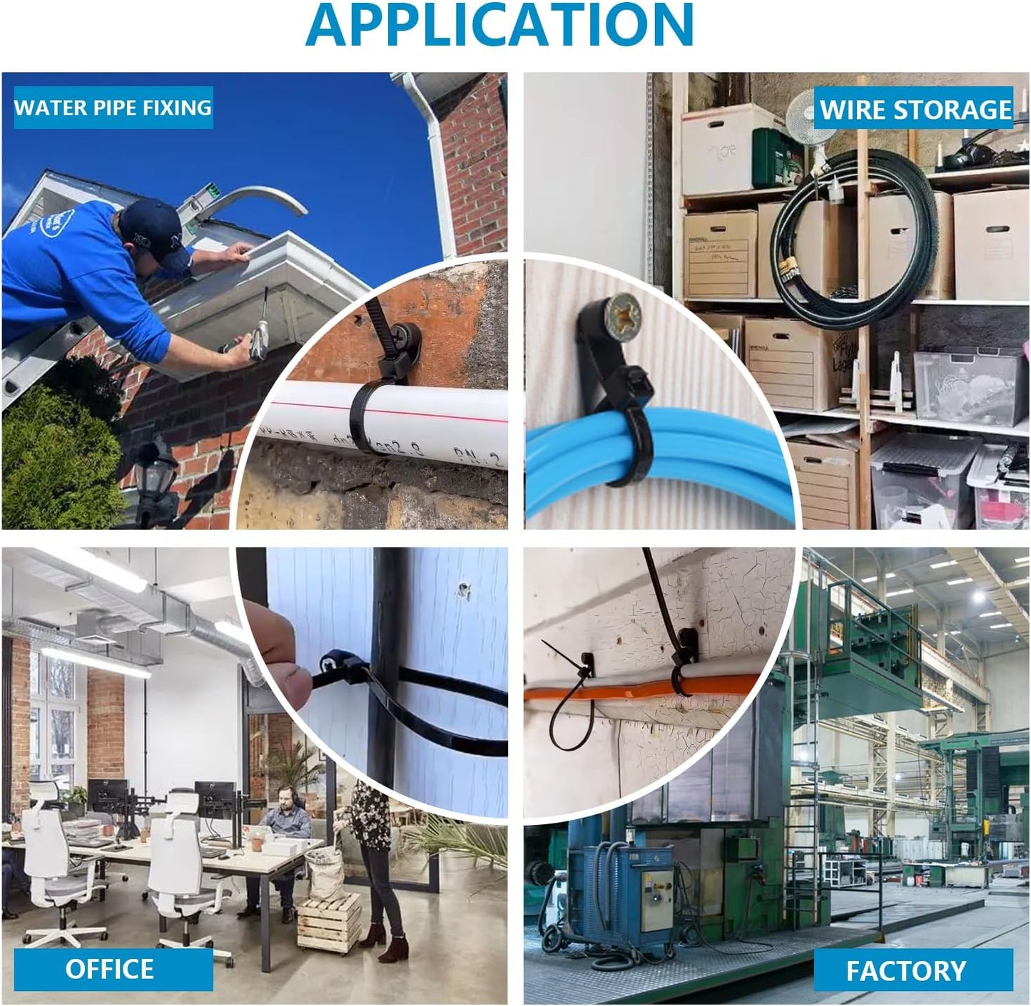 200 PCS 10 inch Black Zip Ties with Screw Hole 70lbs Mountable head Cable Ties Straps Multipurpose Heavy Duty Nylon Cable Zip Ties with Screw Mounting Hole