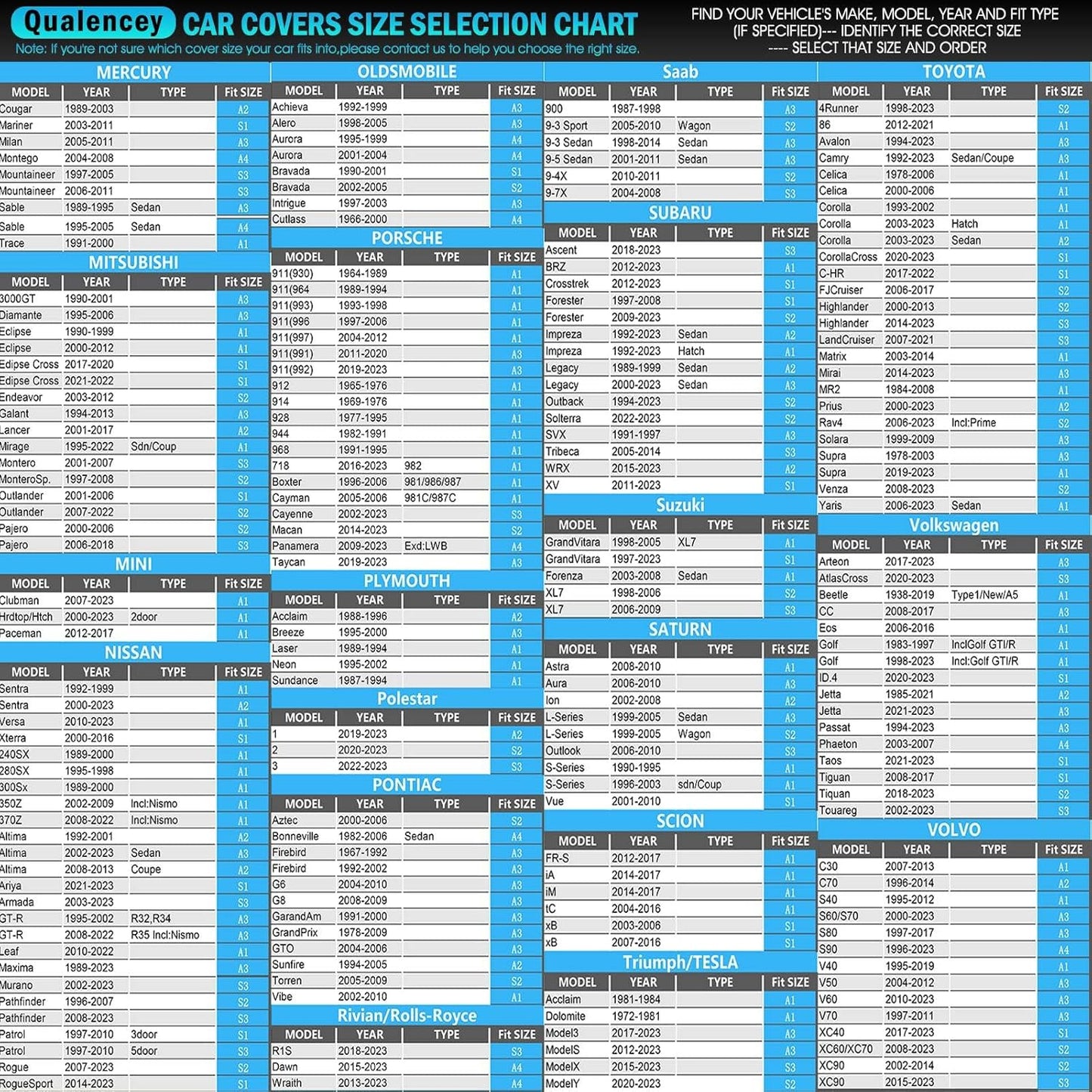 Car Cover Waterproof All Weather for Automobiles Full Exterior Covers Outdoor Rain Sun UV Protection w/Zipper, Size A2 Universal Fit for Honda Civic, Toyota Corolla, Hyundai Elantra,etc(178-186 inch)