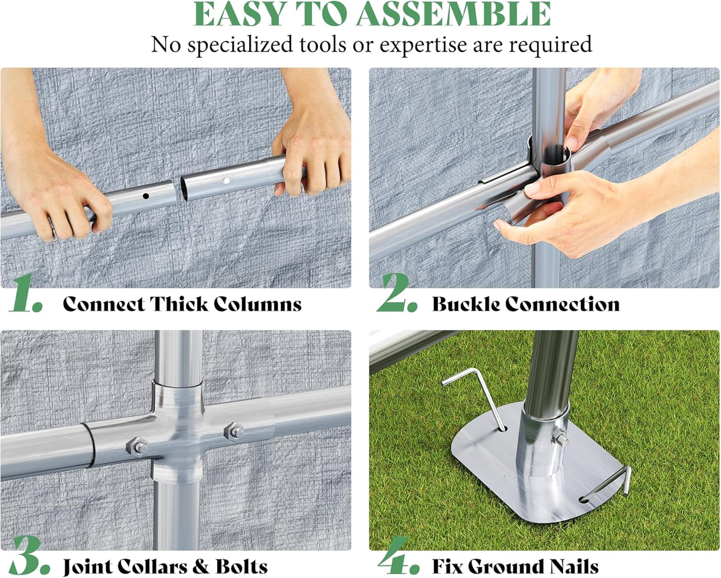 AMERLIFE 6x8x6.6 FT Heavy Duty Portable Shed Storage Shelter, Outdoor Storage Shed with 2 Waterproof Windows & Roll-Up Zipper Door, Carport for Motorcycle, Bike, Grey