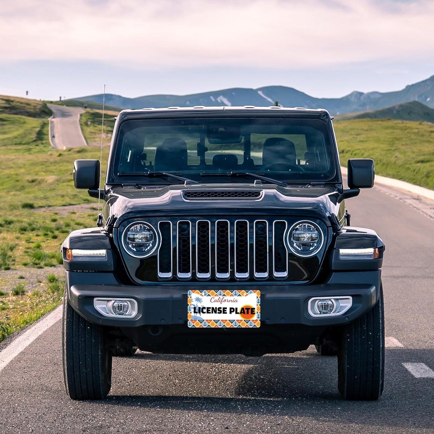 Anchor Rudder License Plate Frame Nautical Stainless Steel License Plate Holder for Front or Rear Car Tags Funny for Car Decoration Accessories with Screws 6.3 X 12.2 in for Women Men