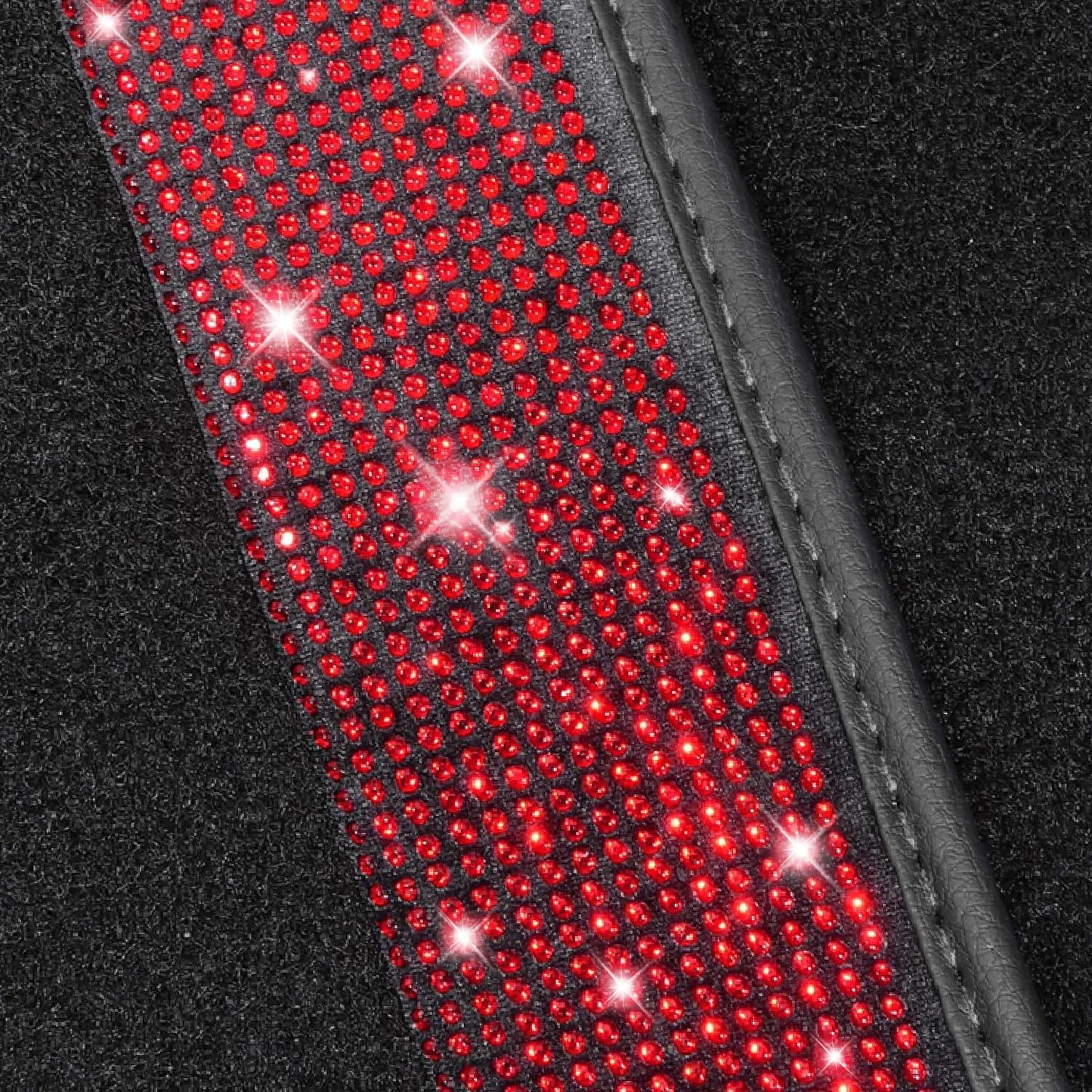 NBTEPEM Red Bling Car Floor Mats Full Set, Universal Fit Most Cars,SUV, Trucks, 4 pcs Sparkle Glitter Diamond Carpet for Women Girls with Anti-Slip Pad (Red Diamond)