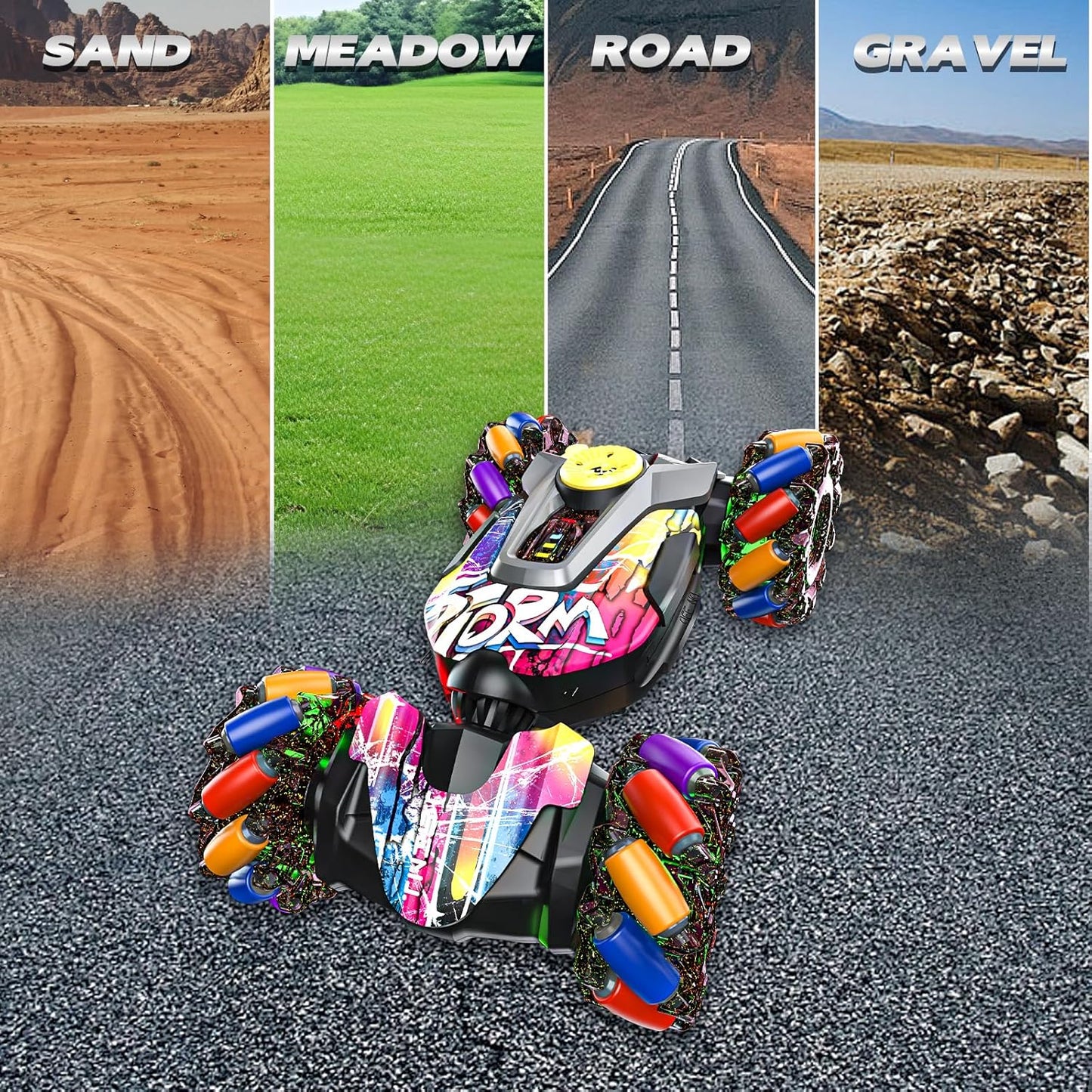 Gesture Sensing RC Stunt Car,Remote Control Car Toys for Ages 5-7-13,with Lights Music Spray,4WD 360° Spins All Terrains Kids Toys RC Cars,3-6 Year Old Boy Birthday Gift & 3-12 Best Gift for Kids