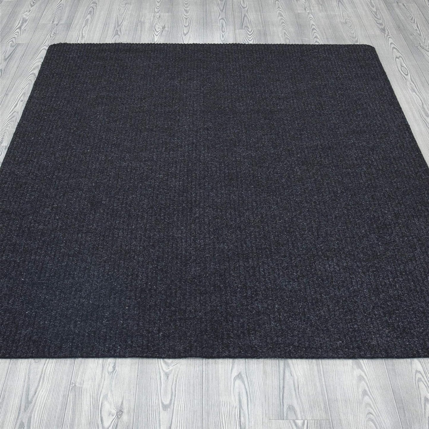 Ottomanson 5' x 6'6" Mud Mat Area Rug Scraper Carpet - Non-Slip, Dirt Trapping for Indoor & Outdoor Use - Ideal for Entryway, Garage, Kitchen, Patio & High-Traffic Areas, Black