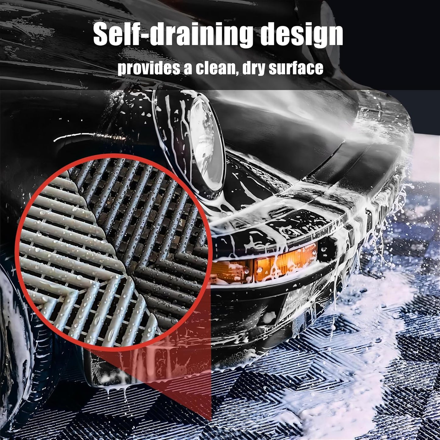 15.7"x15.7" Garage Flooring Tiles, Non-Slip Interlocking Plastic Garage Floor Mat, Garage Organization & Garage Storage, Vented Pattern (Yellow, 25PCS)