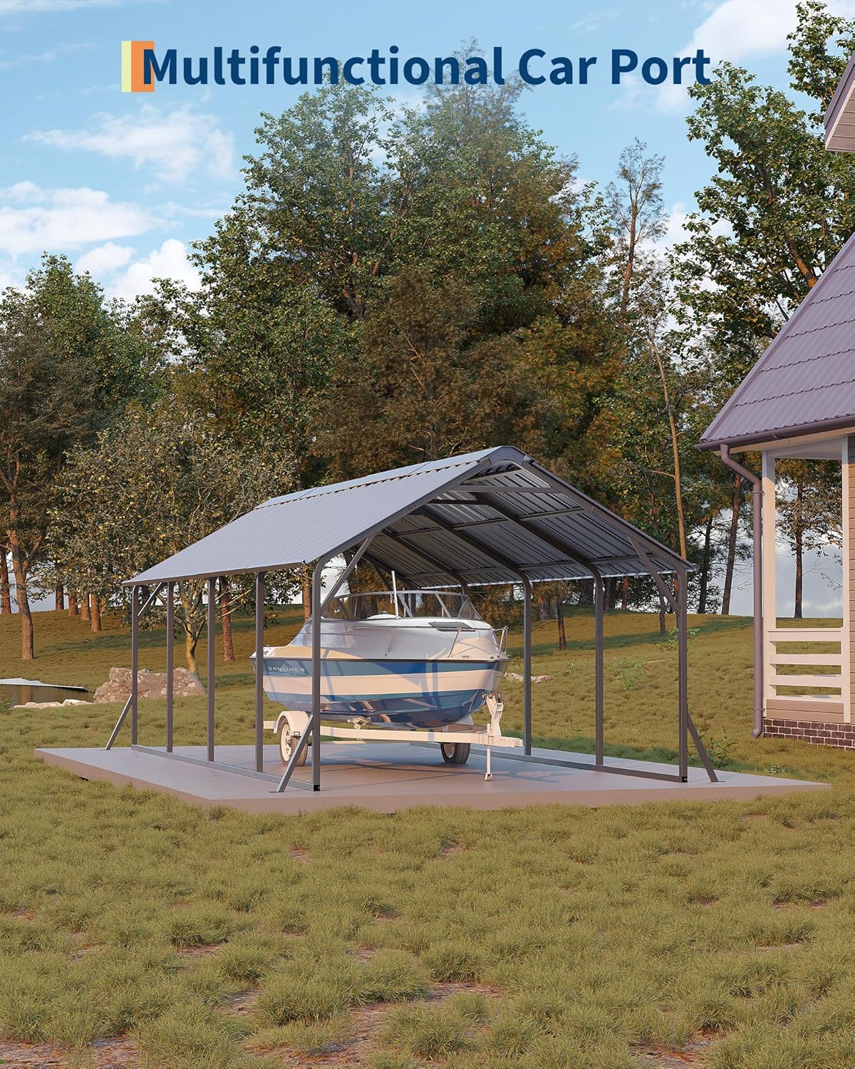 11'x20'x9' Vertical Roof Metal Carport, Heavy Duty Steel Car Ports for All-Weather, for Full-Size Pickup Trucks, Boats, and Tractors
