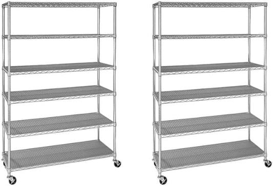 Organize in Style with The Members Mark 6-Tier NSF Heavy Duty Wire Shelving, 47.75" W x 18" D x 75.5" H (Plated, 2 PACK)