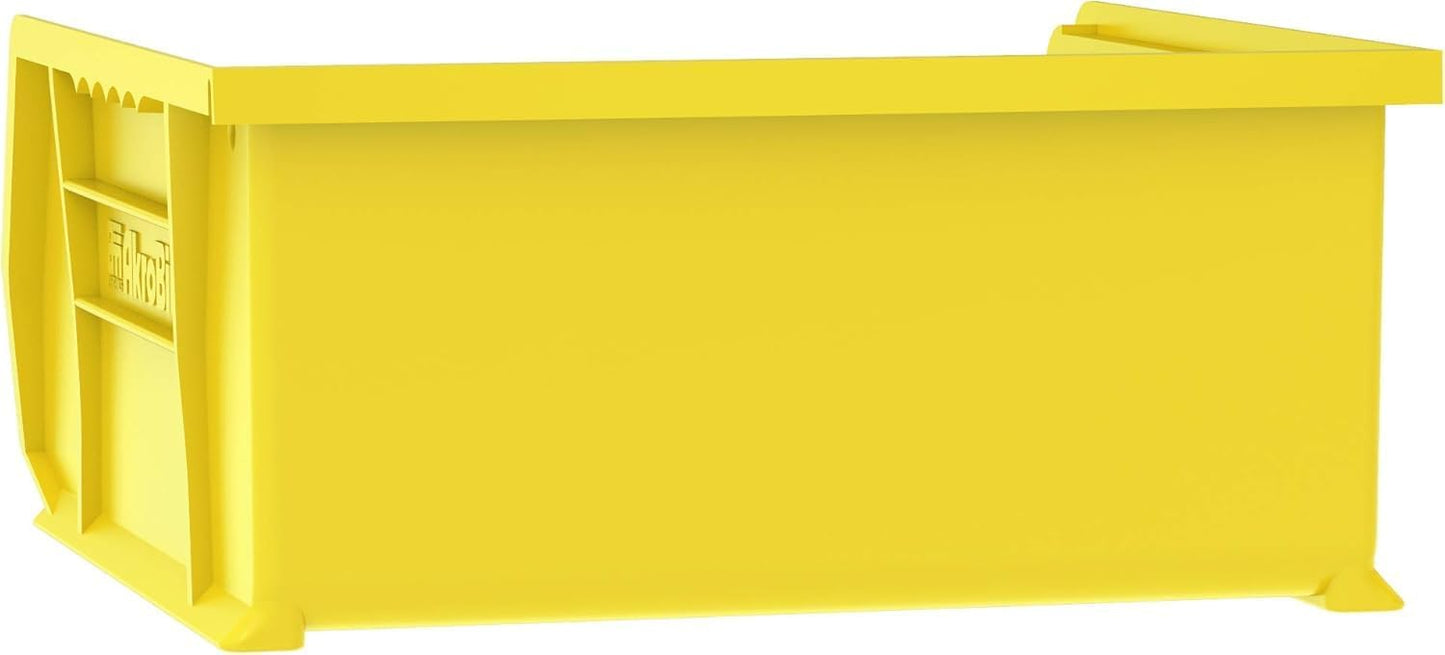 Akro-Mils 30235 AkroBins Plastic Storage Bins, Space-Saving Stackable Bins for Garage, Pantry, Craft Organization, 11-" x 11-" x 5-", Yellow, 6-Pack