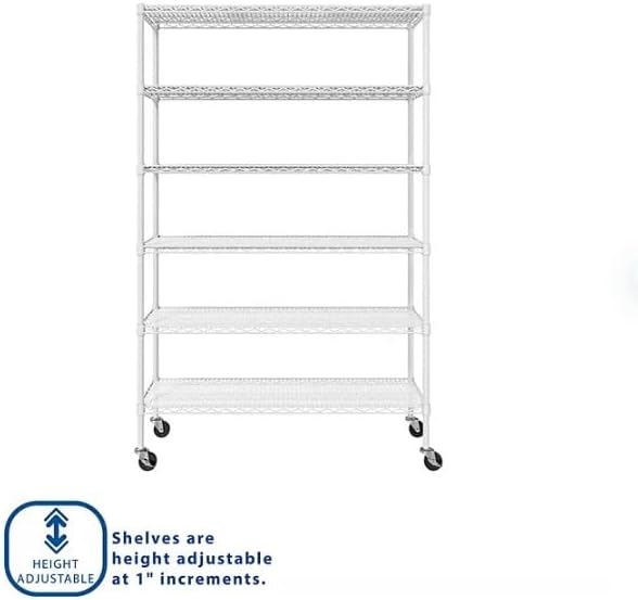 Generic Organize in Style with The Members Mark 6-Tier NSF Heavy Duty Wire Shelving, 47.75"" W x 18"" D x 75.5"" H (White, 1 PACK)