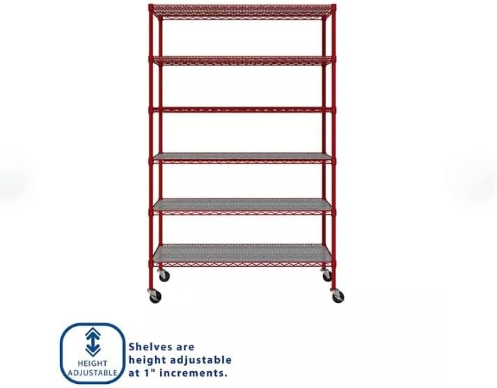 Generic Organize in Style with The Members Mark 6-Tier NSF Heavy Duty Wire Shelving, 47.75"" W x 18"" D x 75.5"" H (Red, 1 PACK)