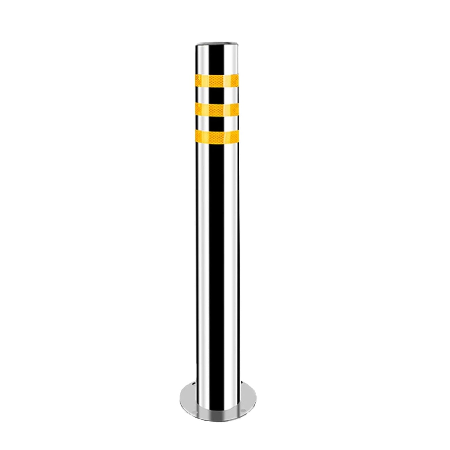Stainless Steel Parking Bollards for Driveway, Industrial Safety Bollards Reflective Channelizer Post, Parking Barrier, Sturdy and Durable, Easy to Install, for Crowd Control(Silver (1pcs),8.9*75cm/3.