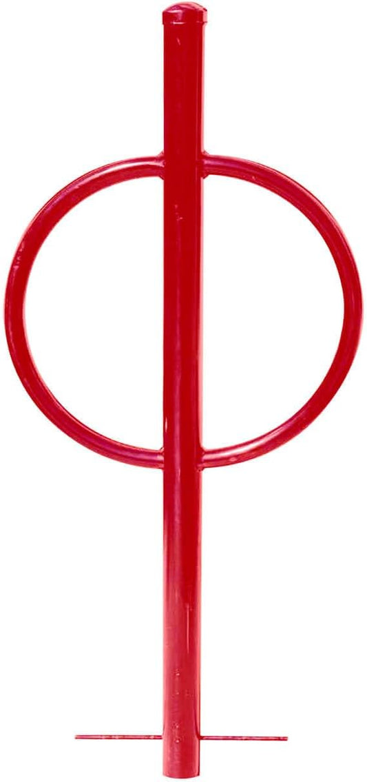 Sandbaggy Post and Ring Rack - In Ground - Commercial Outdoor Bike Parking & Storage Racks (Red, 1)