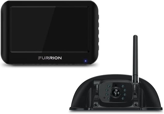 Furrion Vision S Wireless RV Backup Camera System with 5-Inch Monitor, 1 Rear Sharkfin, Infrared Night Vision, Wide-Angle View, Hi-Res, IP65 Waterproof, Motion Detection, Microphone - FOS05TASF