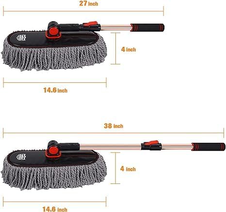 Car Duster Set,Car Duster Exterior Scratch Free with Extendable Handle,Large and Small Car Brushes Remove Dust for Cars and Trucks,Microfiber Car Interior Brush