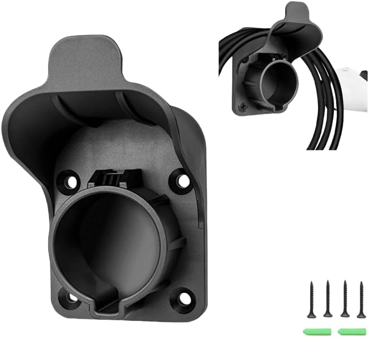 EV Charger Holder Wall Mount for SAE J1772 - Heavy Duty Electric Vehicle Connector Nozzle Holster Dock with Anti-Drop Lock, for Home, Garage, and Outdoor Use