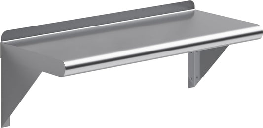AmGood 24" Long X 10" Deep Stainless Steel Wall Shelf | NSF Certified | Appliance & Equipment Metal Shelving | Kitchen, Restaurant, Garage, Laundry, Utility Room