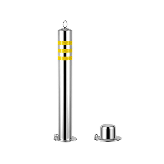 Safety Bollard, Steel Bollards, Removable Bollard, Driveways Stainless Steel Security Posts with 4 Anchor Bolts, for Parking Barrier, Road Safety(Size:600mm/24in)