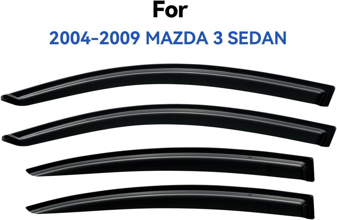 Window Visors Rain Guards Shield for 2004-2009 Mazda 3 Sedan, Out-Channel Window Vent Wind Deflectors Visors Shades for 04-09 Mazda 3 (Not for Mazda 3 Hatchback)