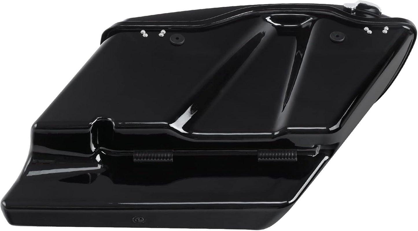 XFMT Motorcycle Vivid Black 5" Extended Stretched Hard Saddlebags Saddle Bags W/Chrome Latches For Harley Touring Road King Street Glide Road Glide Electra Glide Ultra Classic 2014-2023