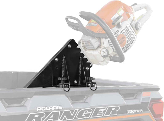 SuperATV Chainsaw Mount for Polaris Ranger and Polaris General (All Years and Models) | Includes Latch & Go Tie Downs for Easy Install | Made from Heavy-Duty UHMW | UV-Resistant Powder Coating
