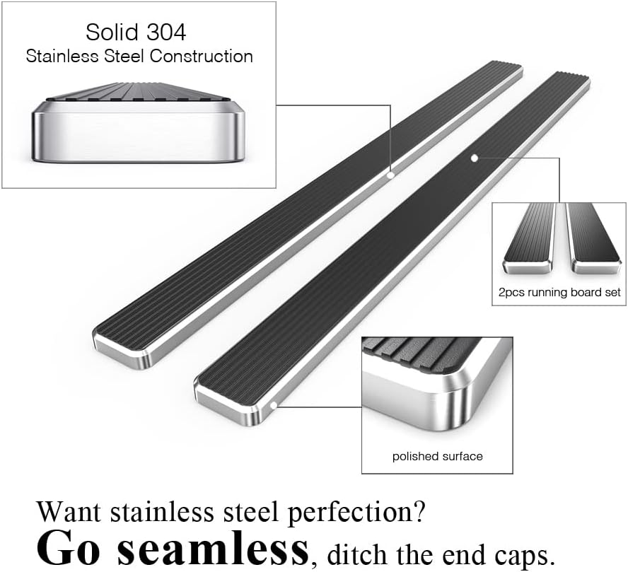 APS Running Boards 6 inches Compatible with Ford F150 2015-2025 Regular Cab & F-250 F-350 Super Duty 2017-2025 304 Stainless Steel (Nerf Bars Side Steps Side Bars)