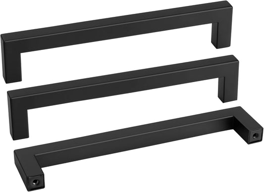 goldenwarm 35Pack 8INCH Matte Black Cabinet Pulls Kitchen Hardware, 204mm Square Bar Pulls for Cabinets Hardware, Black Drawer Pulls 8-1/2in Overall Length