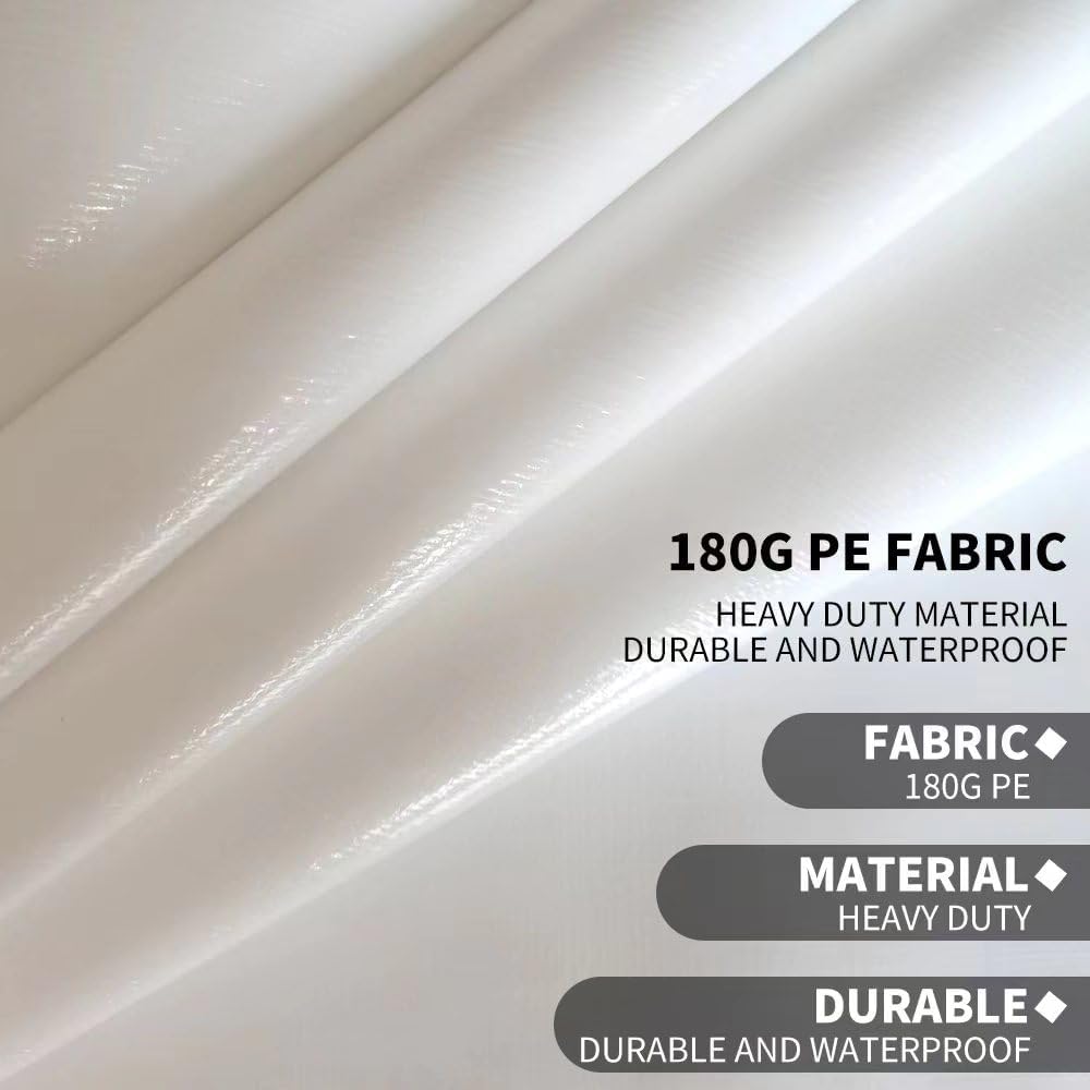 Rutile 12 x 20 FT Carport Replacement Cover, Heavy Duty Car Tarp Canopy Tent Garage Top Shelter Cover with Fabric Leg Pole Skirts and Ball Bungees White (Only Top Cover, Frame is not Included)