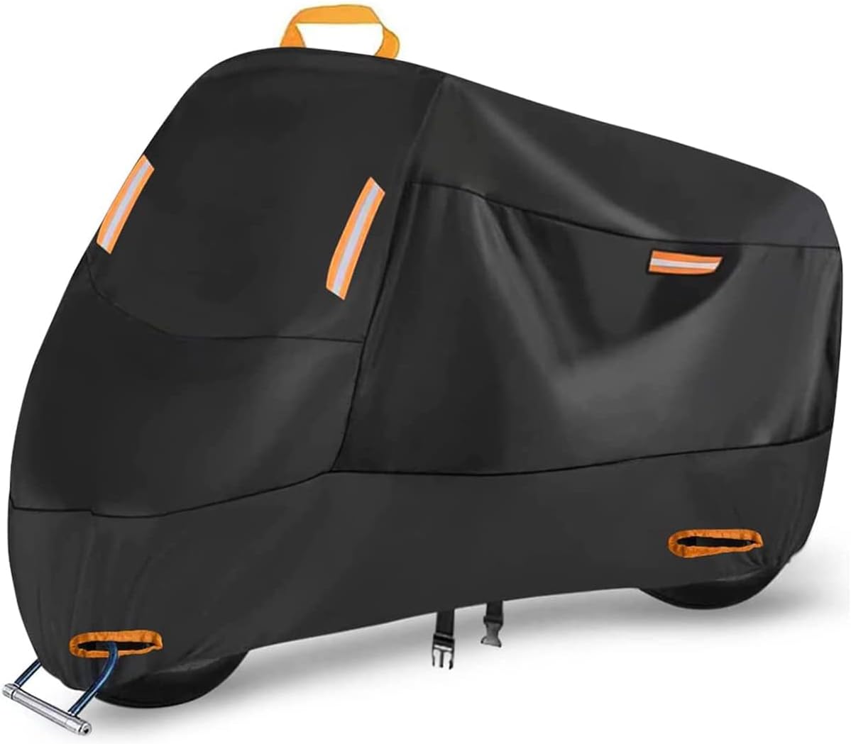 300D Motorbike Cover Waterproof Outdoor, Seceles Durable All Season Protection Scooter Cover 4 Reflective Tape Storage Bag Fits up to 82" Funda para Moto (XL: 82" x 37" x 50")