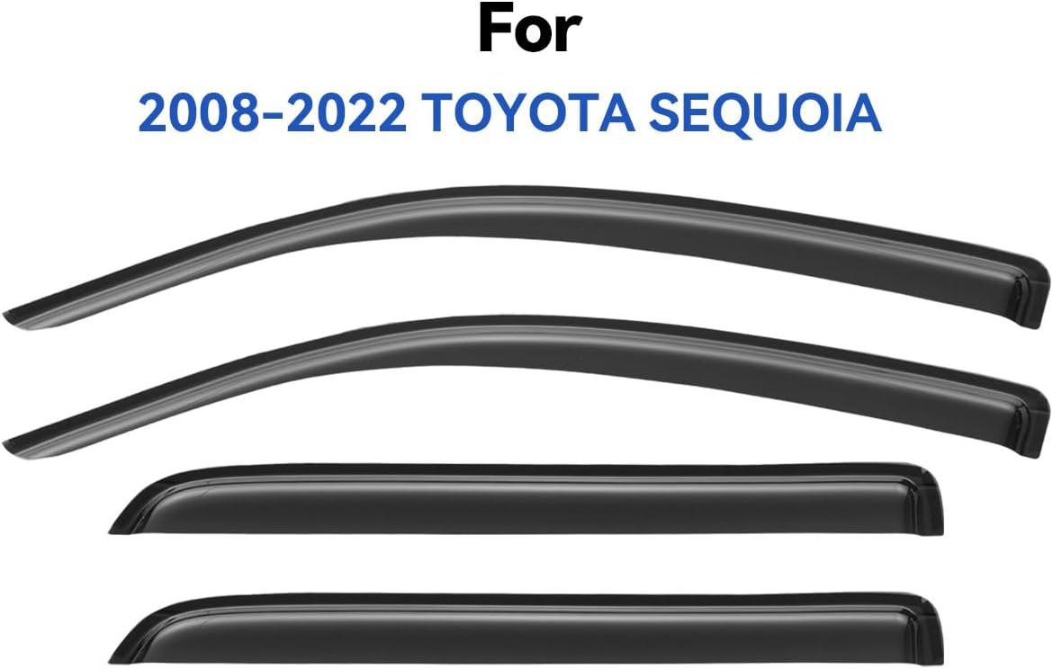 Window Visors Rain Guards for 2008-2022 Toyota Sequoia, Out-Channel Window Vent Wind Deflectors Visors Shades for 08-22 Sequoia