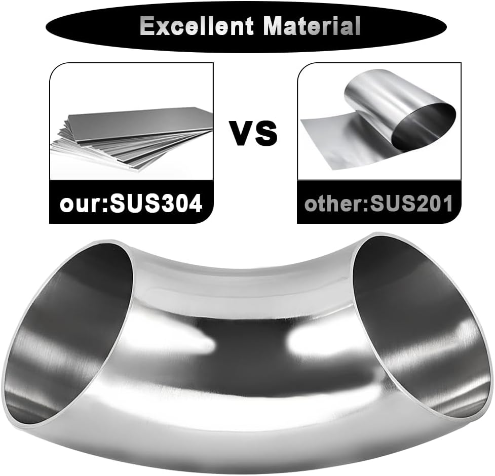 3 Inch 90° Mandrel Bend Elbow, SS304 Stainless Steel Bend Tube 90 Degree Exhaust Elbow Pipe - Thickness 16GA/0.65" for Car Modified Exhaust System, Stair Handrail (1pcs)