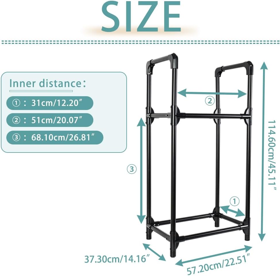 Hershii Tire Storage Rack Standing Garage Storage Shelf Organizer for Indoor Outdoor Use - Black, 22.51'' X 14.16'' X 45.11''