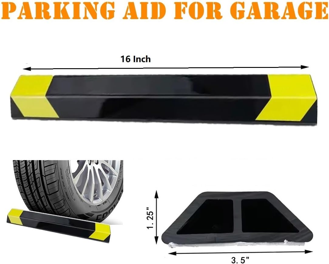 1 Pack 16" Parking Aid for Garage Heavy Duty, Car Parking Stopper for Garage 2 Pack, Parking Aids Protects Car, Parking Stopper Easy to Install (1 Pack 16" L x 1.25" H)