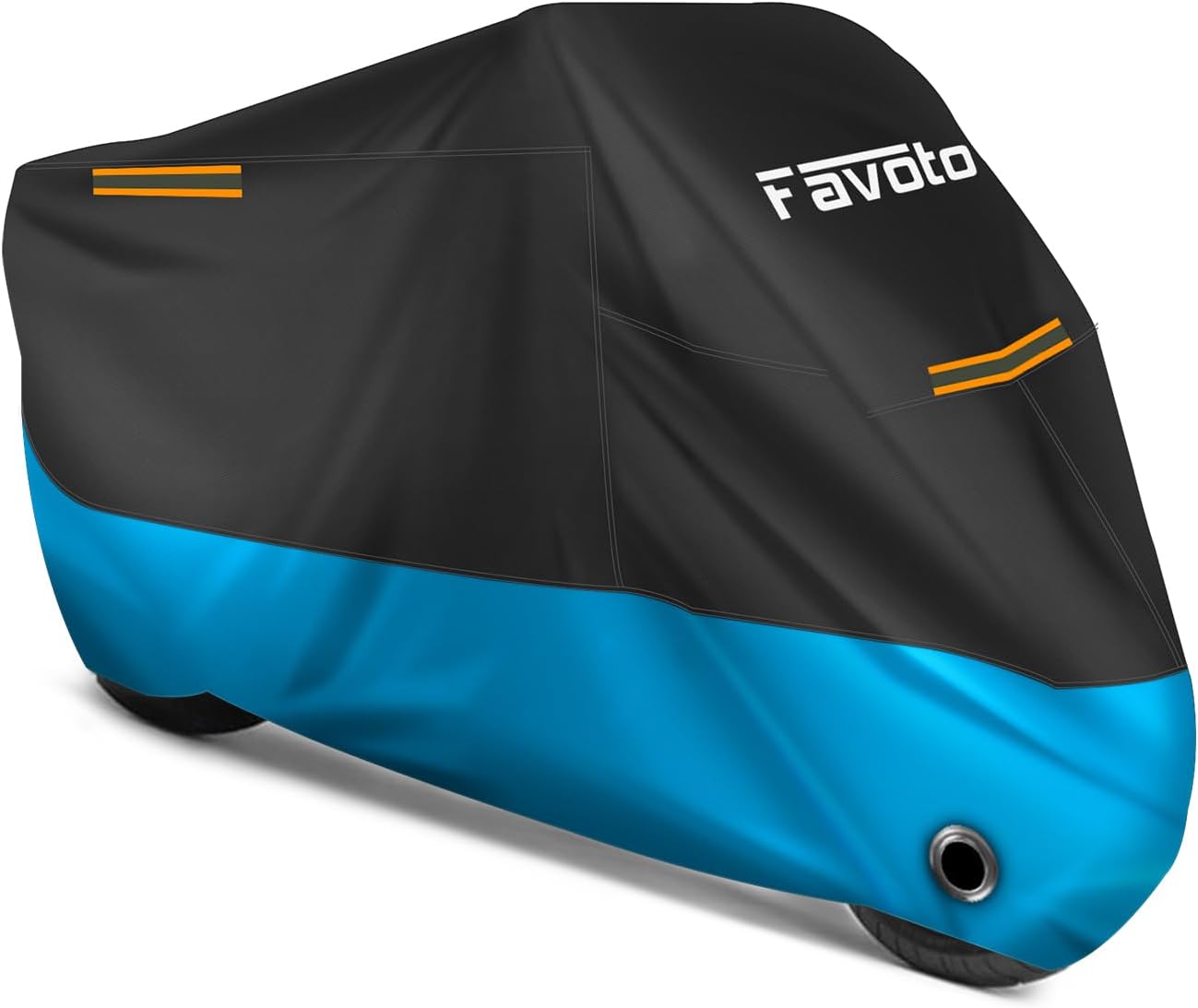 Favoto Motorcycle Cover All Season Universal Weather Quality Waterproof Sun Rain Outdoor Protection Night Reflective with Lock-Holes & Storage Bag Fits up to 86.6" Motorcycles Vehicle Cover