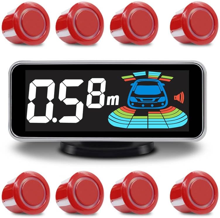 Car Parking Sensors Kit Reverse Parktronic System Auto Electronics Vehicle Backup Assistant Reverse 8 Sensor (Red)