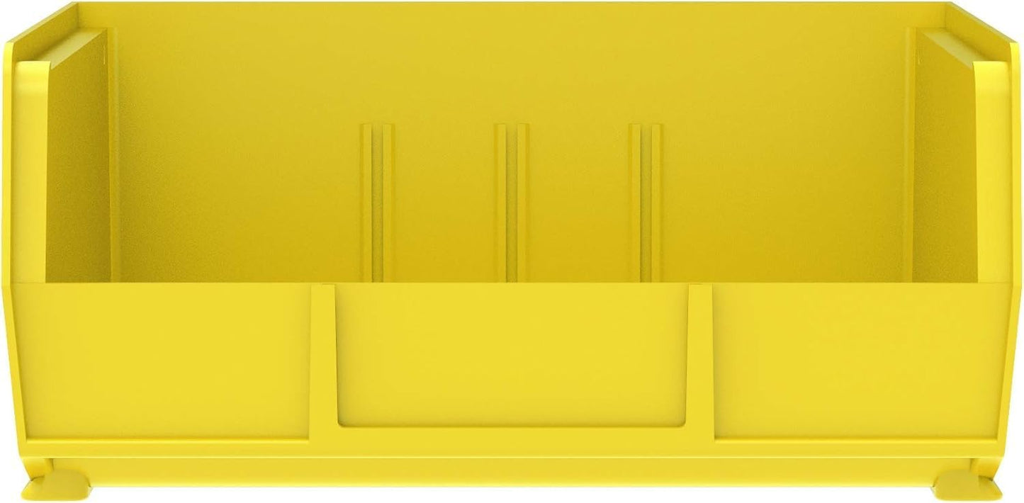 Akro-Mils 30235 AkroBins Plastic Storage Bins, Space-Saving Stackable Bins for Garage, Pantry, Craft Organization, 11-" x 11-" x 5-", Yellow, 6-Pack